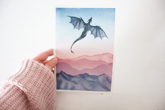 Mountain  dragon - original watercolor painting