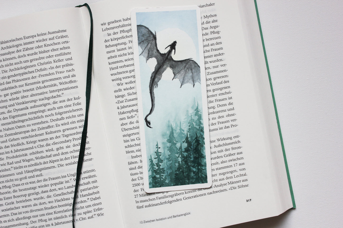 moonlight dragon bookmark - original painting