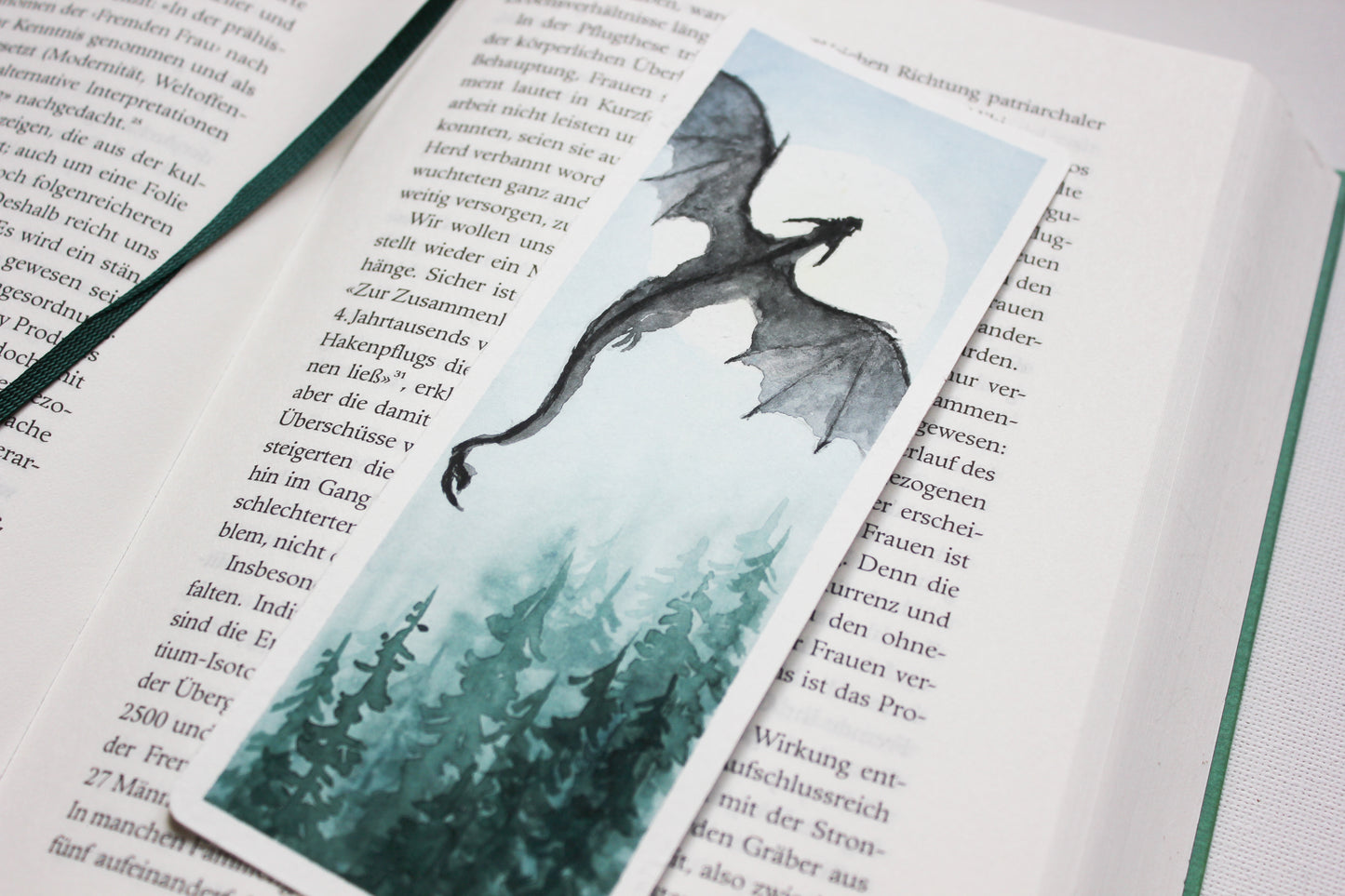 moonlight dragon bookmark - original painting