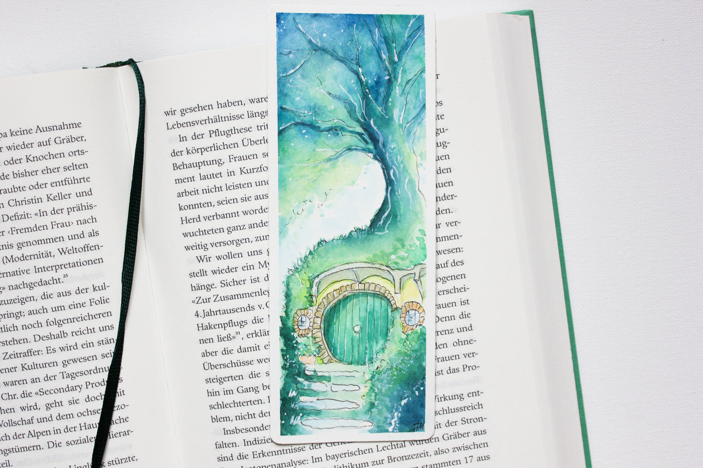 ground cottage watercolor bookmark - original painting