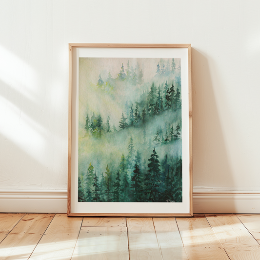 art print - misty forest